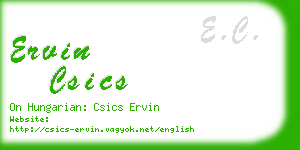 ervin csics business card